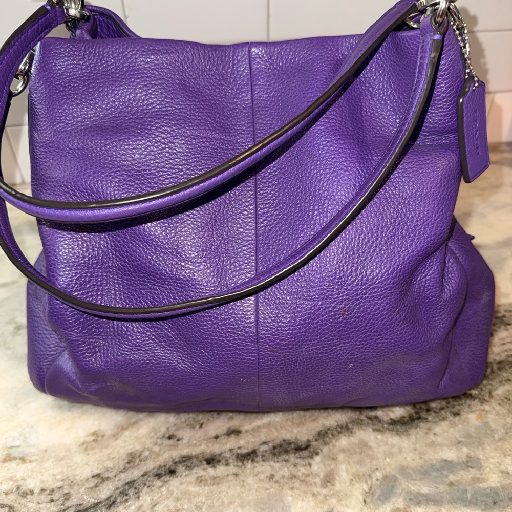 Coach Purple Pebbled Leather Satchel